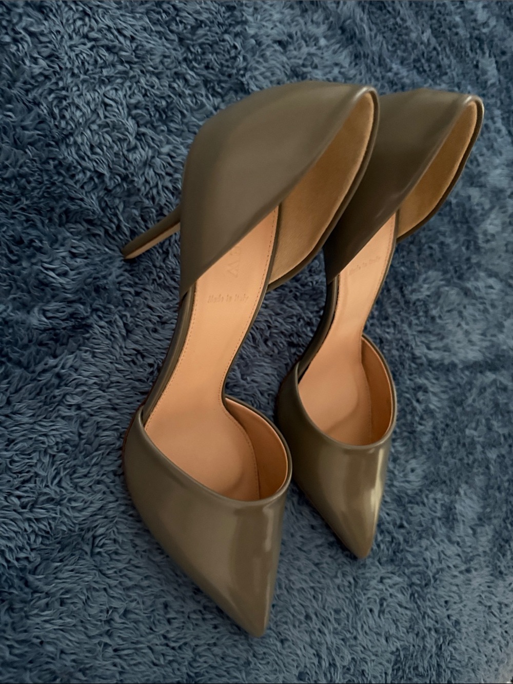 J. Crew Elsie Glossy Leather D'Orsay Pumps - Fresco Grey NIB 11
